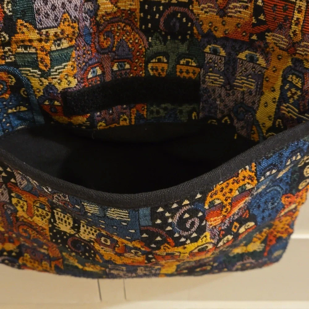 Laurel Burch Vintage tote style cat motif tapestry bag - Picture 4 of 11